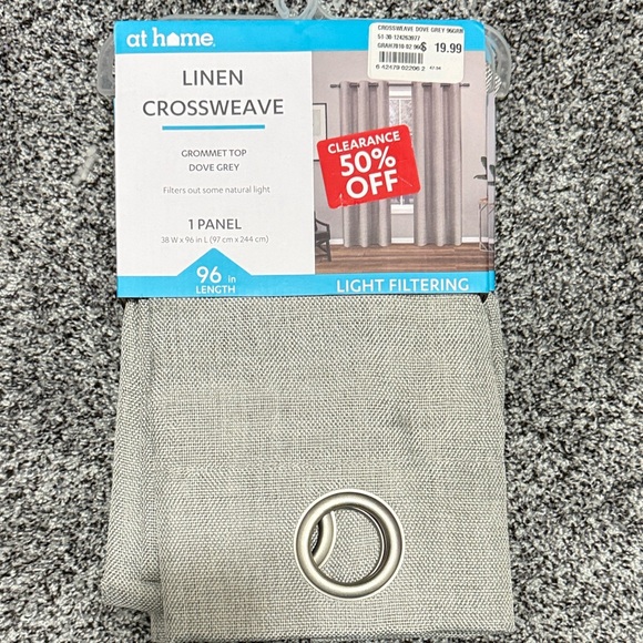 Linen Crossweave Grommet Top Curtain Panel in Gray - Picture 2 of 3